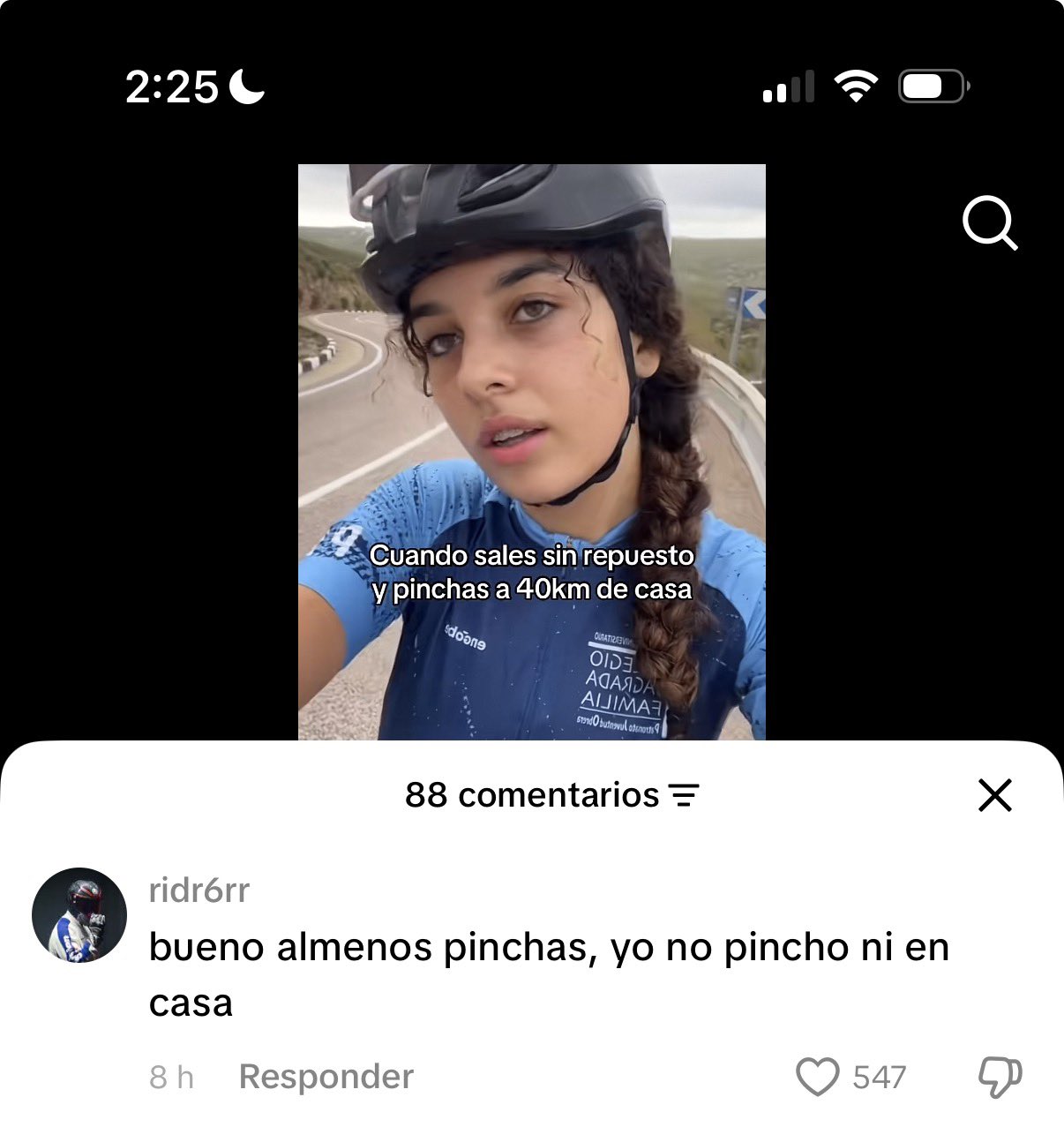 Comentario: «bueno almenos pinchas, yo no pincho ni en casa»