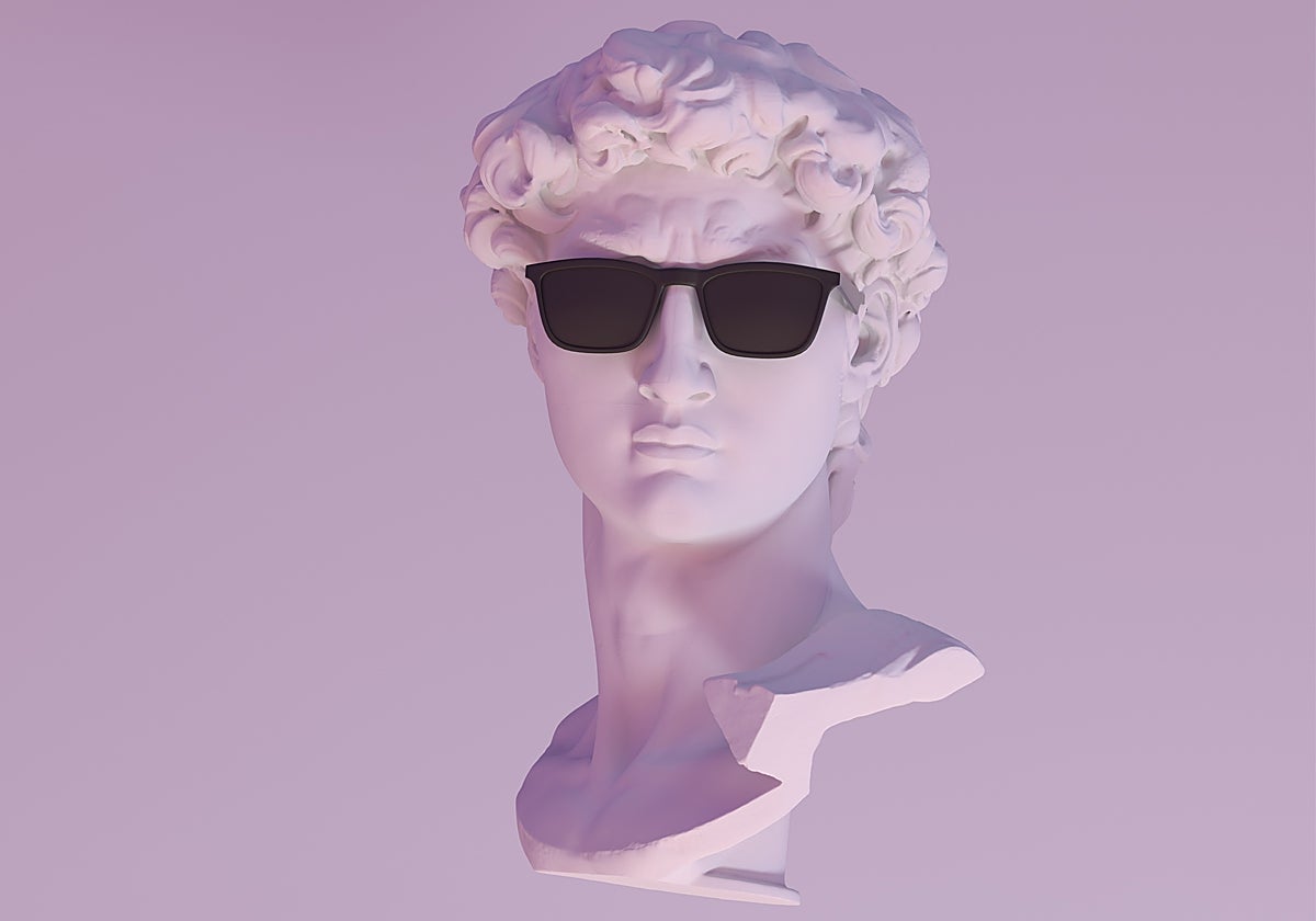 Busto del David de Miguel Ángel con gafas de sol